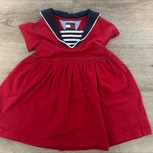 Tommy Hilfiger Girls Dress Size 18-24mo Sailor REd White And Blue 4th of July